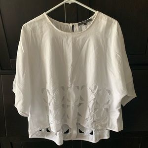 Draped Kimono Sleeve Cutout Blouse